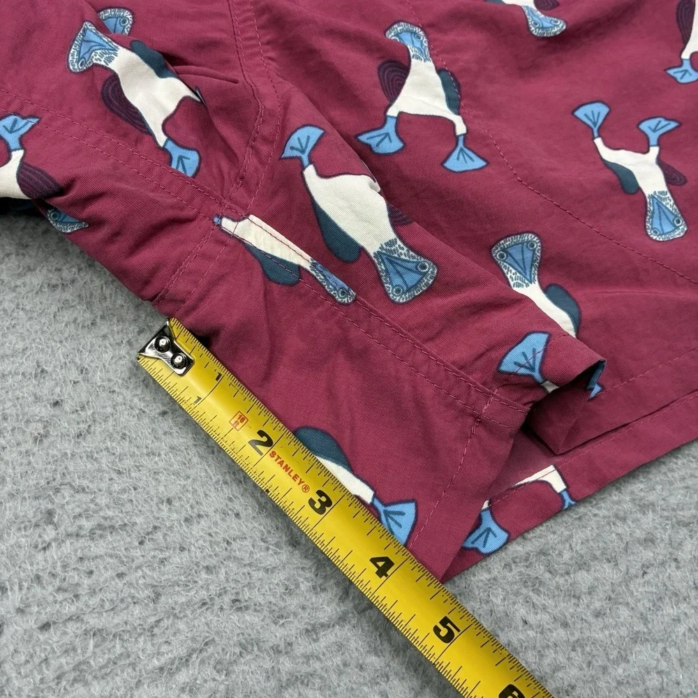 Patagonia Baggies Shorts Men's Small Pink Blue Footed Booby Bird Swim Trunks